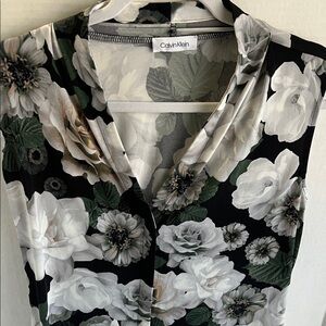 Calvin Klein Black and White Floral Blouse